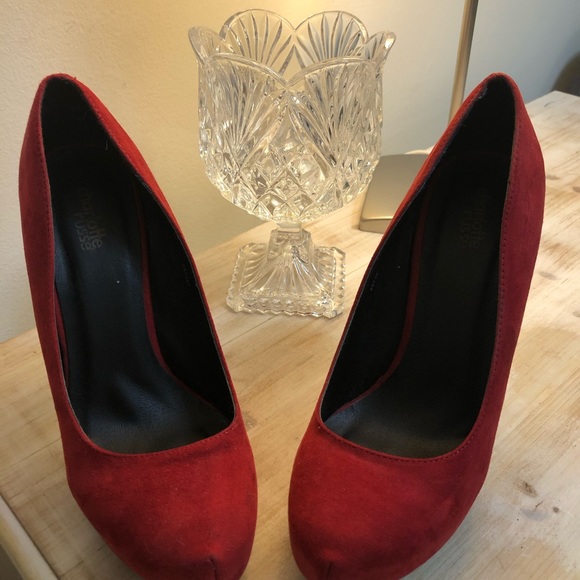 Charlotte Russe Shoes - Red suede heel shoes Charlotte Russe